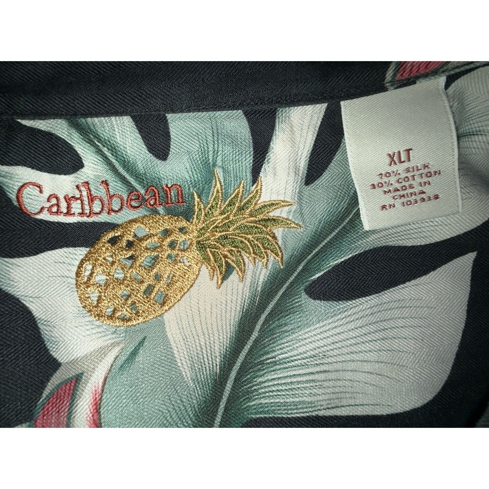 Caribbean Tropical Hawaiian Shirt 70% Silk XLT Floral Resortwear Summer Beach - Picture 5 of 5